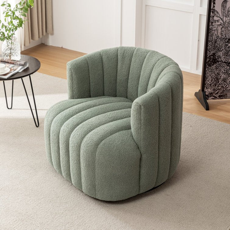 Scallop Swivel Accent Chair 360° Comfort with Sculpted Elegance