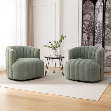 Scallop Swivel Accent Chair 360° Comfort with Sculpted Elegance, image 2