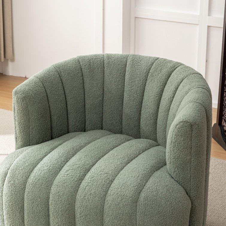 Scallop Swivel Accent Chair 360° Comfort with Sculpted Elegance, image 4