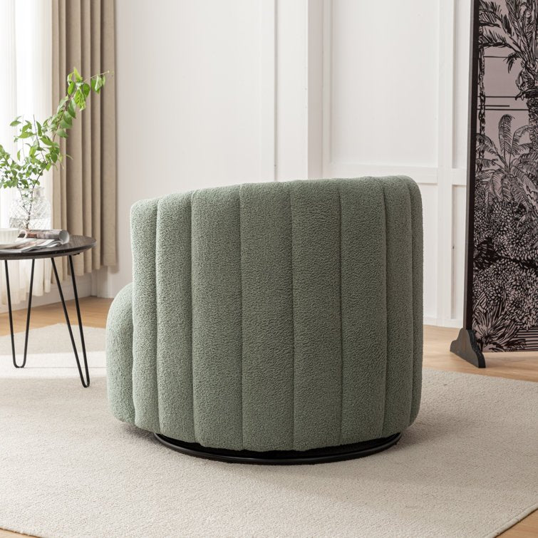 Scallop Swivel Accent Chair 360° Comfort with Sculpted Elegance, image 5