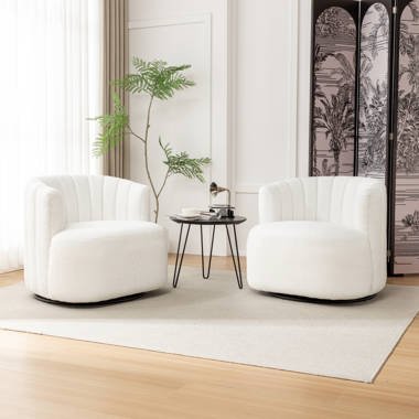 Scallop Swivel Accent Chair 360° Comfort with Sculpted Elegance, image 8