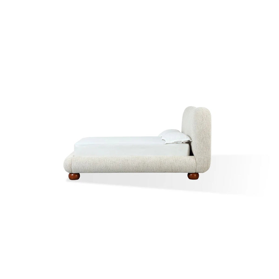 Afra Chenille Upholstered Wood Leg Platform Bed In Chinchilla, image 6