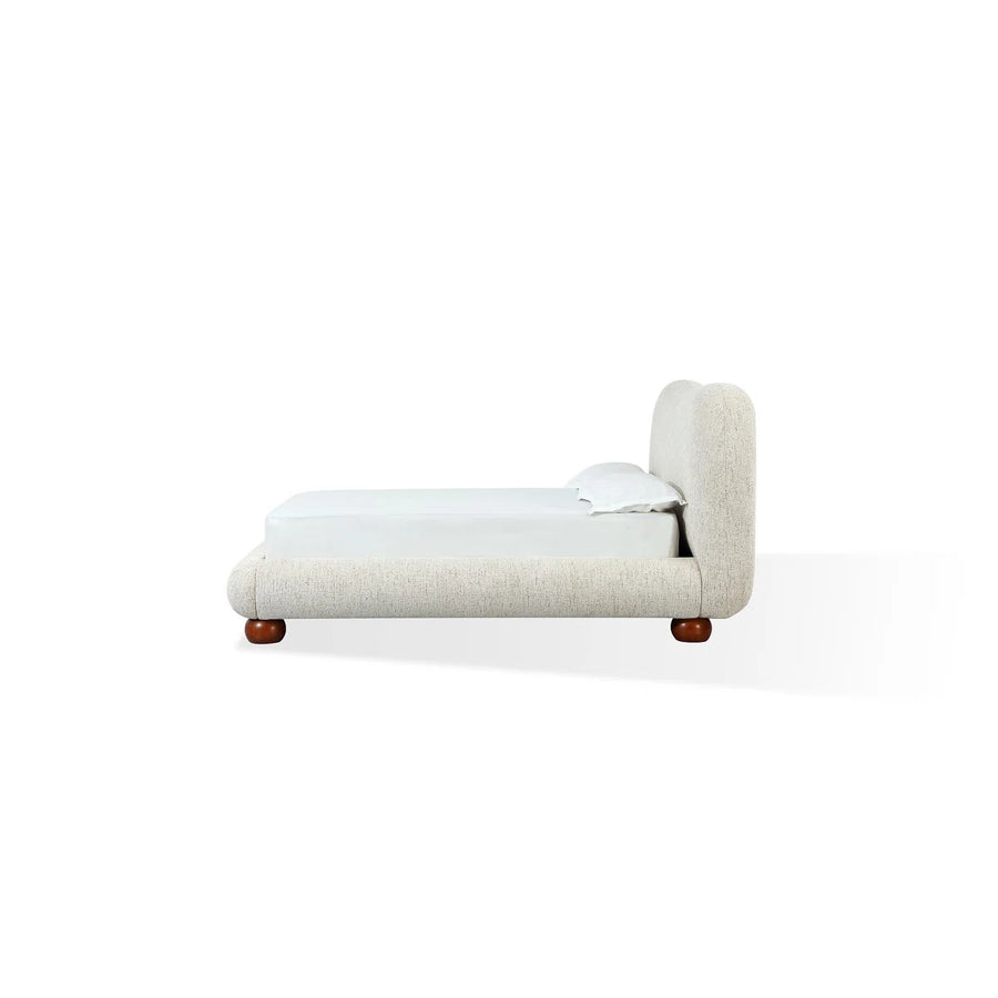 Afra Chenille Upholstered Wood Leg Platform Bed In Chinchilla, image 3