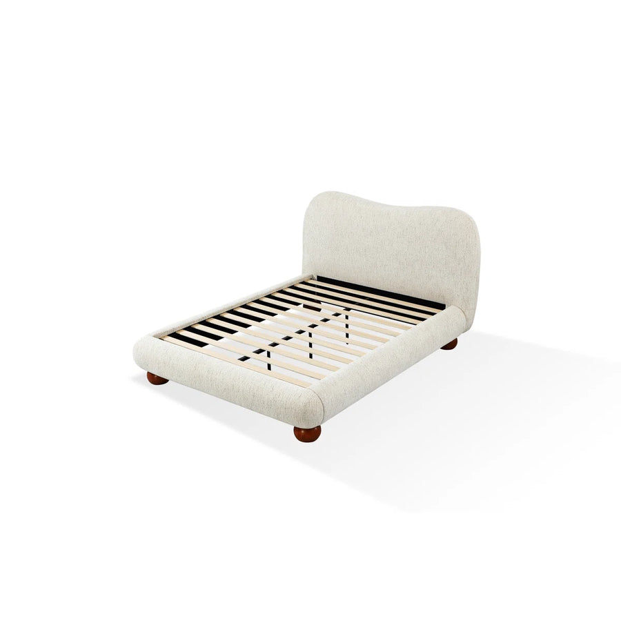 Afra Chenille Upholstered Wood Leg Platform Bed In Chinchilla, image 4