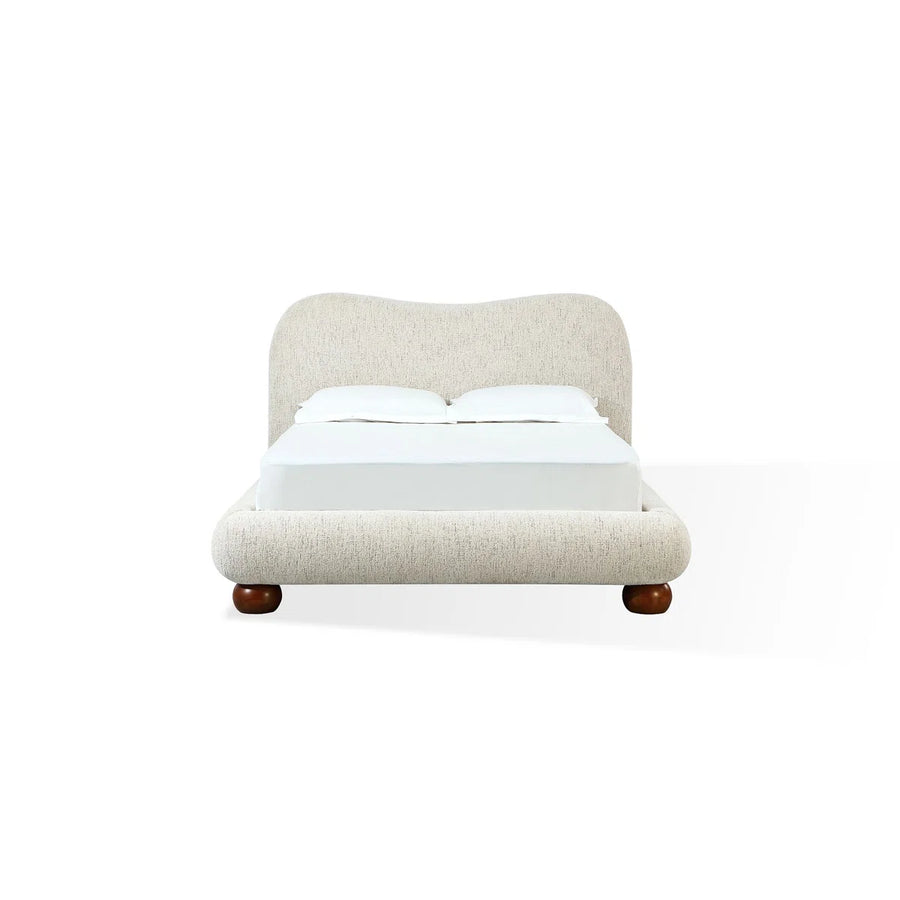 Afra Chenille Upholstered Wood Leg Platform Bed In Chinchilla, image 5
