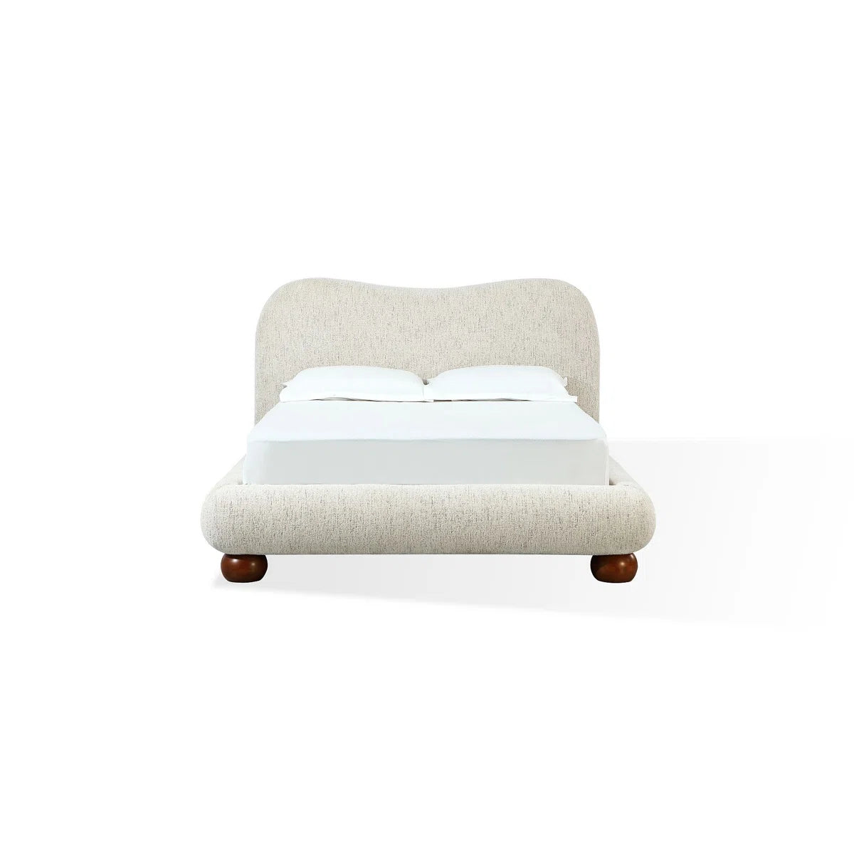 Afra Chenille Upholstered Wood Leg Platform Bed In Chinchilla, image 7