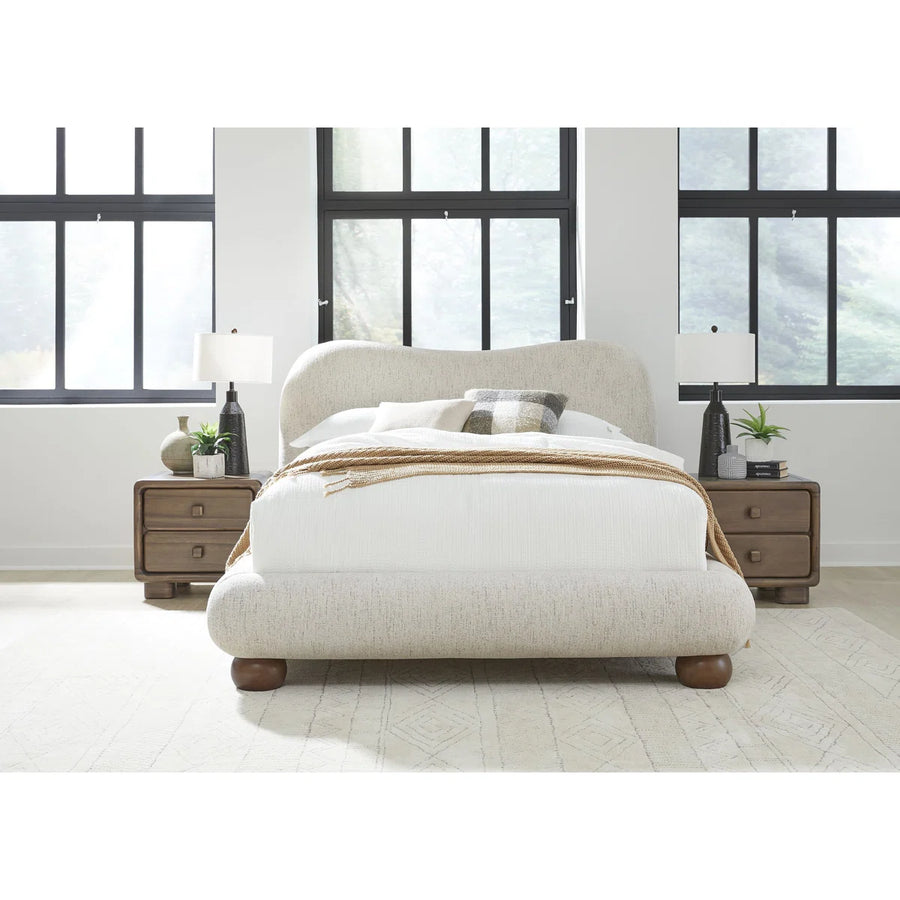 Afra Chenille Upholstered Wood Leg Platform Bed In Chinchilla, image 2