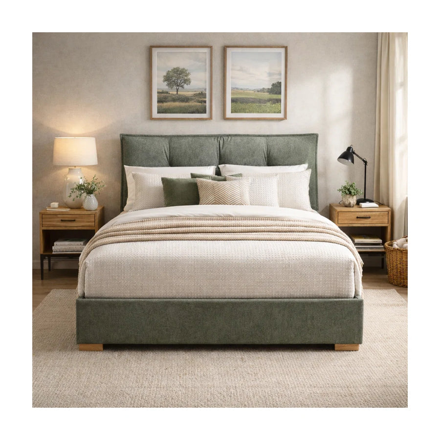Braya Upholstered Platform Storage Bed With Removable Pillow-Style Headboard, 2 Large Wooden Drawers, Dusty Sage, Full, image 8