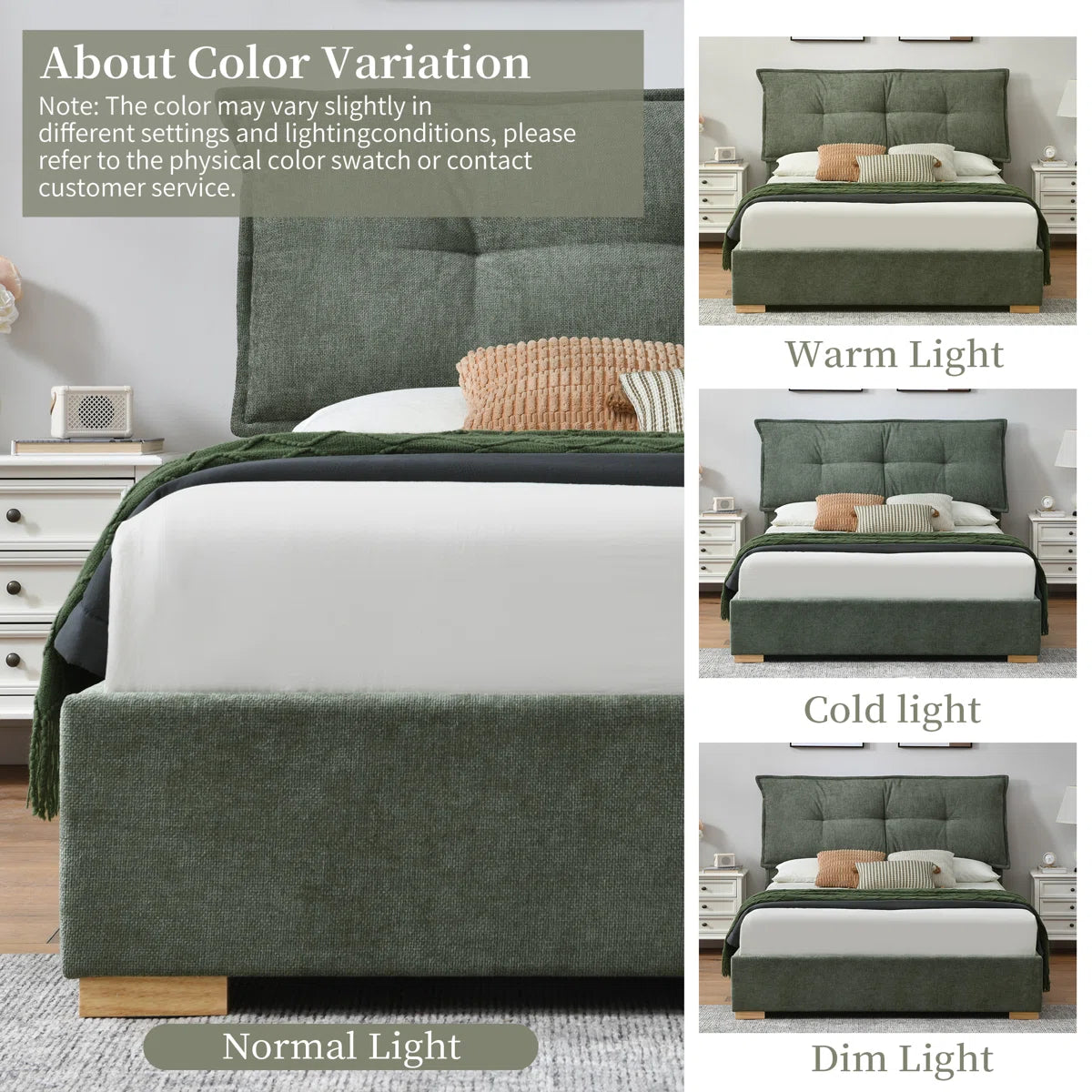 Braya Upholstered Platform Storage Bed With Removable Pillow-Style Headboard, 2 Large Wooden Drawers, Dusty Sage, Full, image 13
