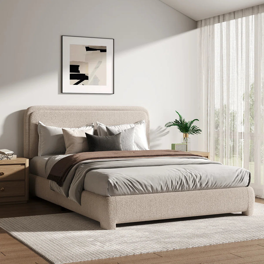 Bensu Boucle Upholstered Platform Bed
