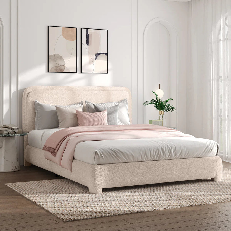 Bensu Boucle Upholstered Platform Bed, image 2