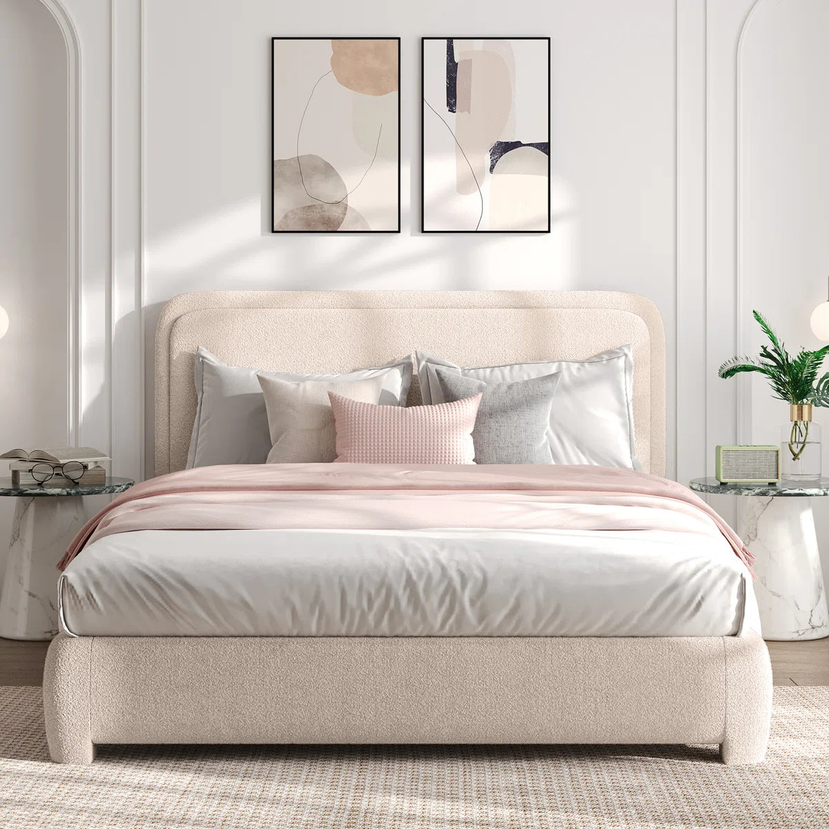 Bensu Boucle Upholstered Platform Bed, image 6