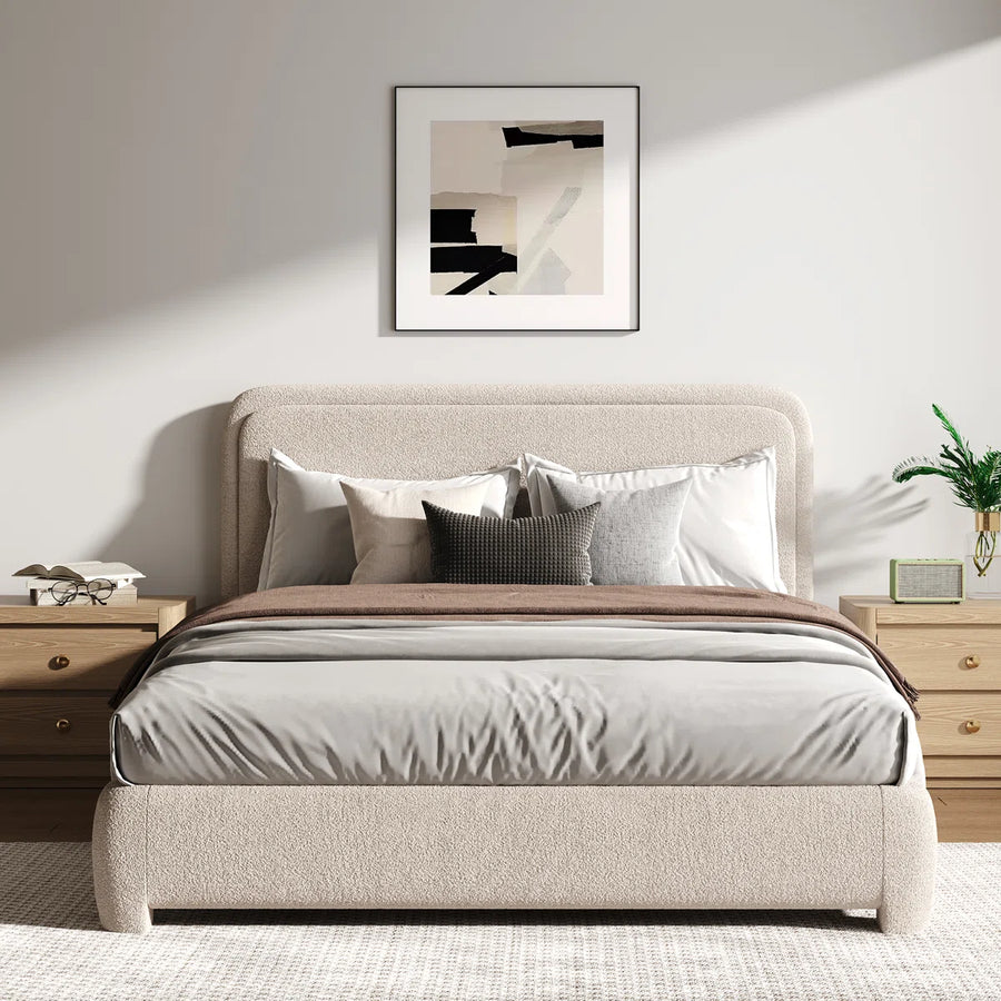 Bensu Boucle Upholstered Platform Bed, image 7