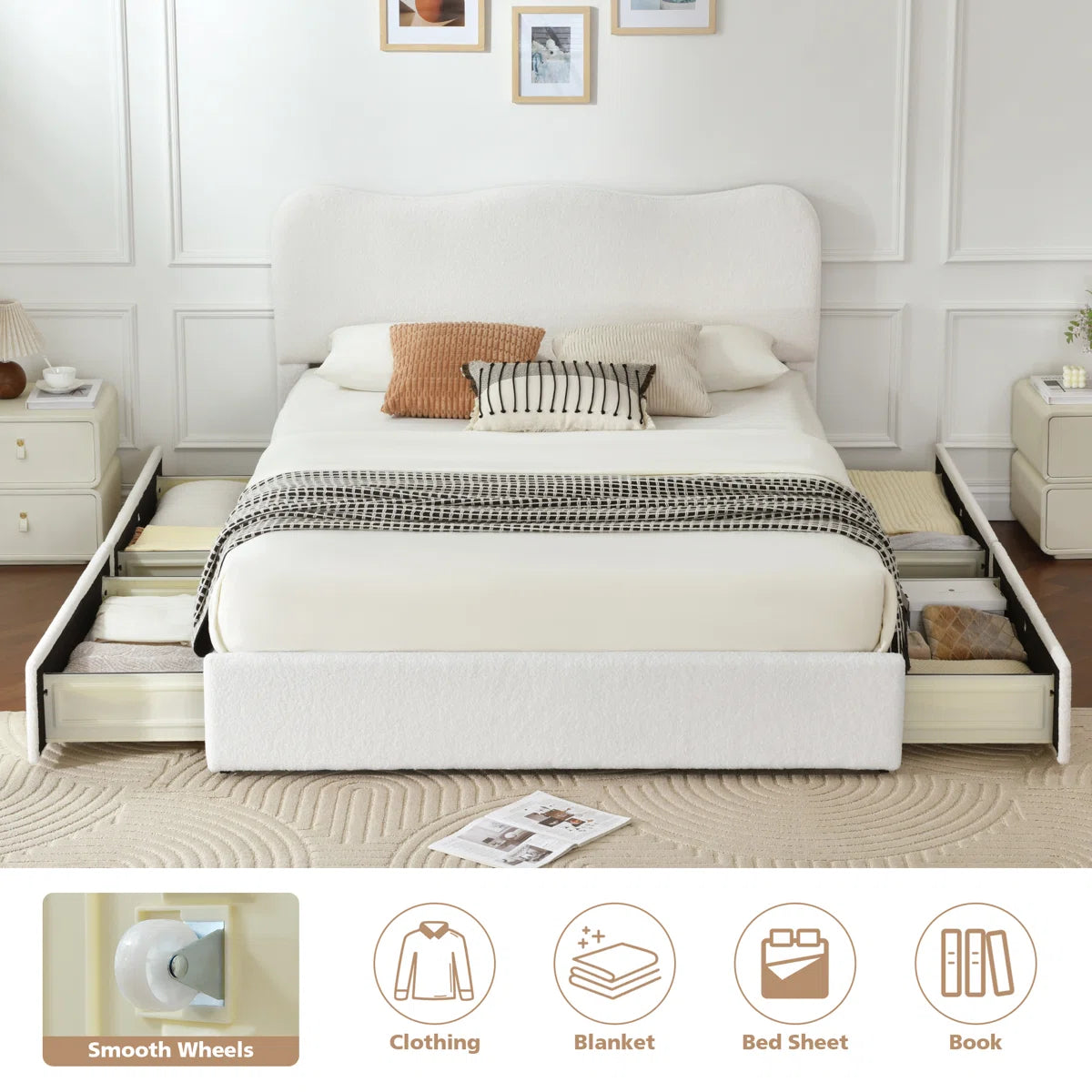CloudNest Storage Bed With 4 Drawers, image 3