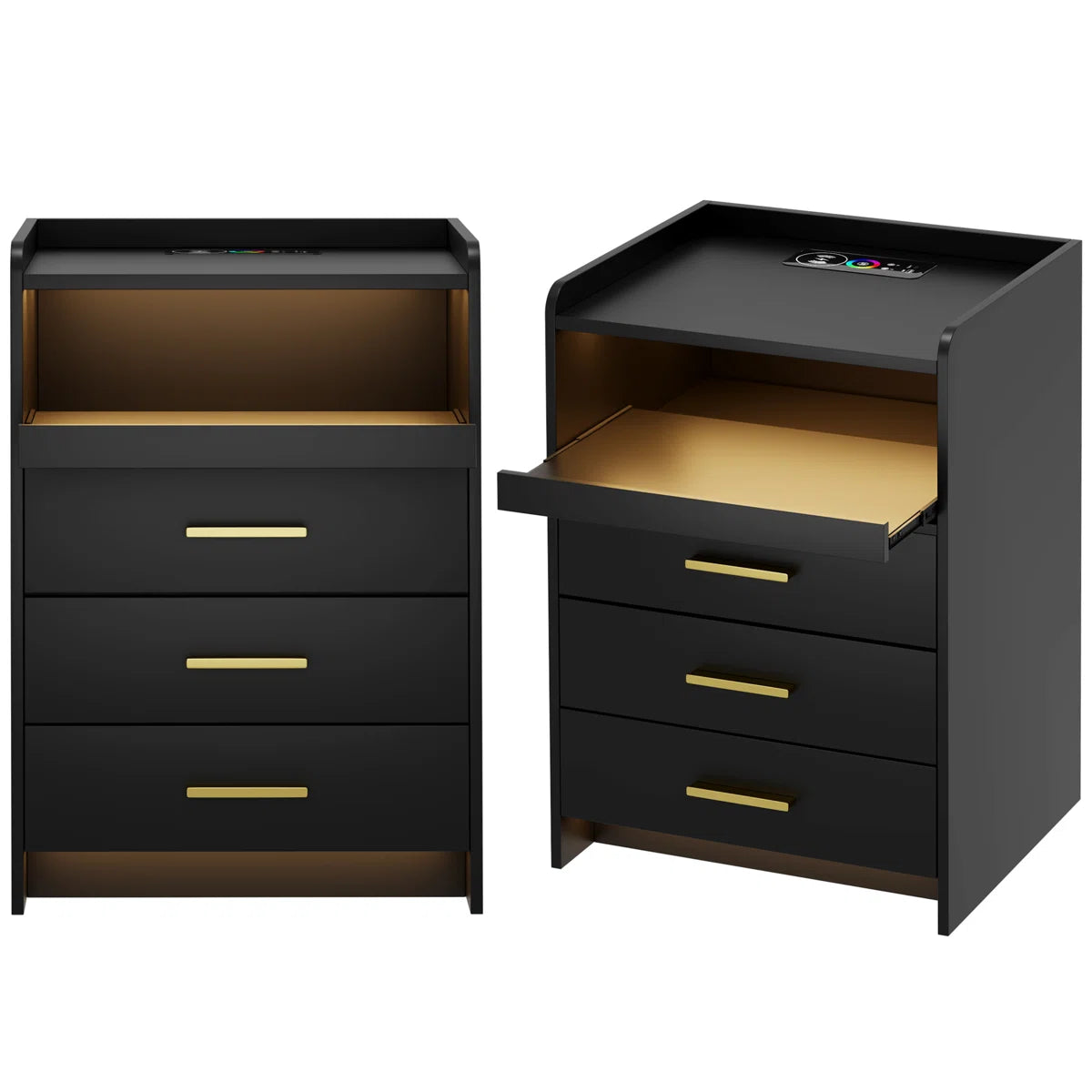 Eaden 3 Drawer Nightstand With Light, image 3