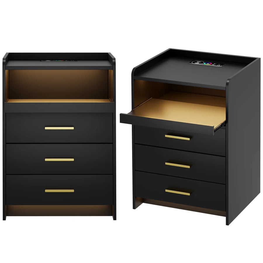Eaden 3 Drawer Nightstand With Light, image 3