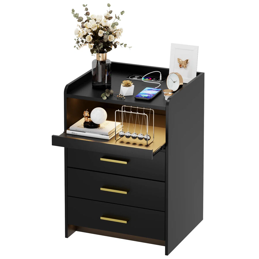 Eaden 3 Drawer Nightstand With Light, image 8