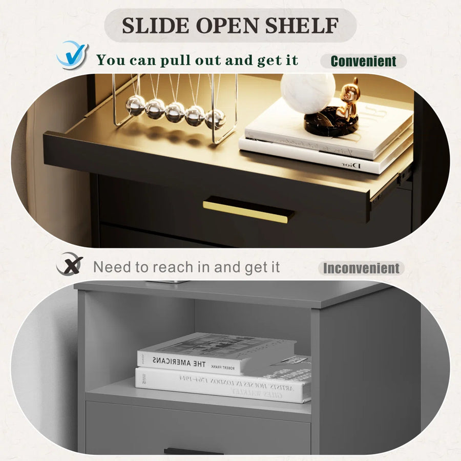 Eaden 3 Drawer Nightstand With Light, image 9