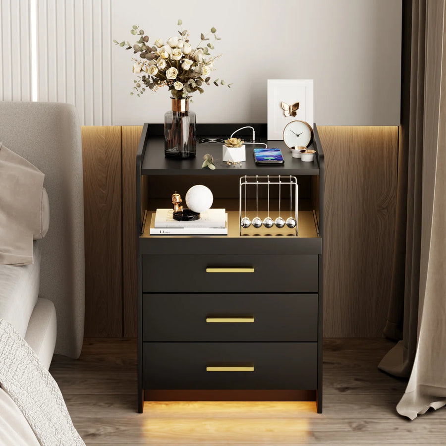 Eaden 3 Drawer Nightstand With Light, image 2