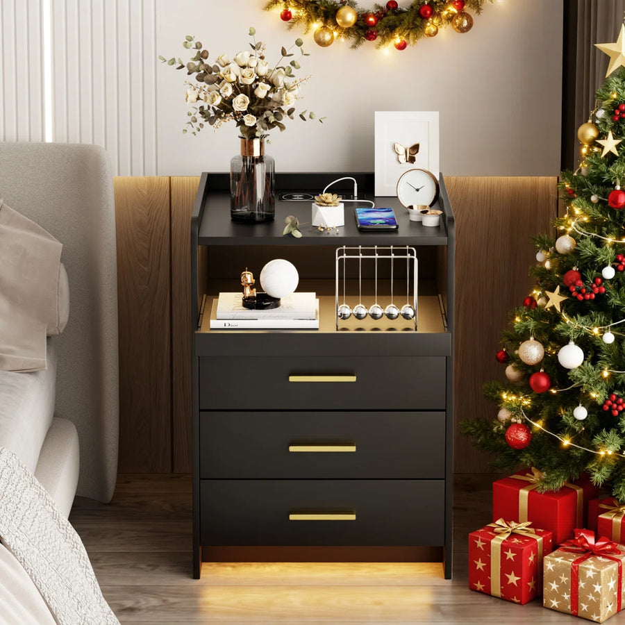 Eaden 3 Drawer Nightstand With Light, image 13