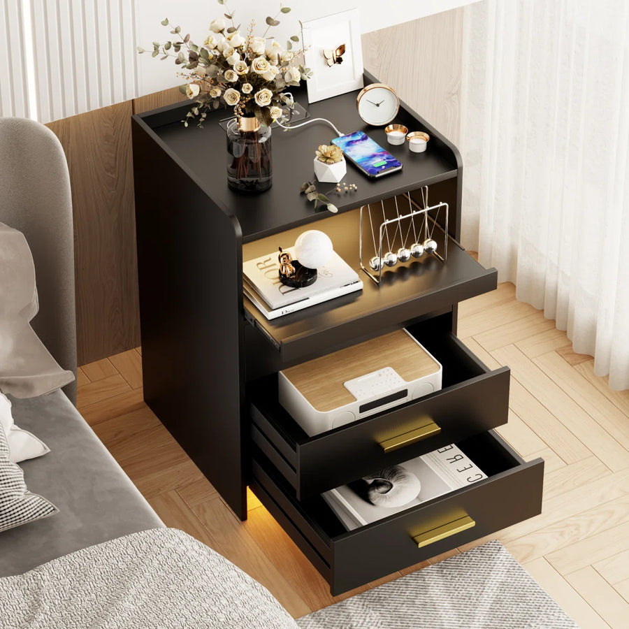 Eaden 3 Drawer Nightstand With Light, image 16