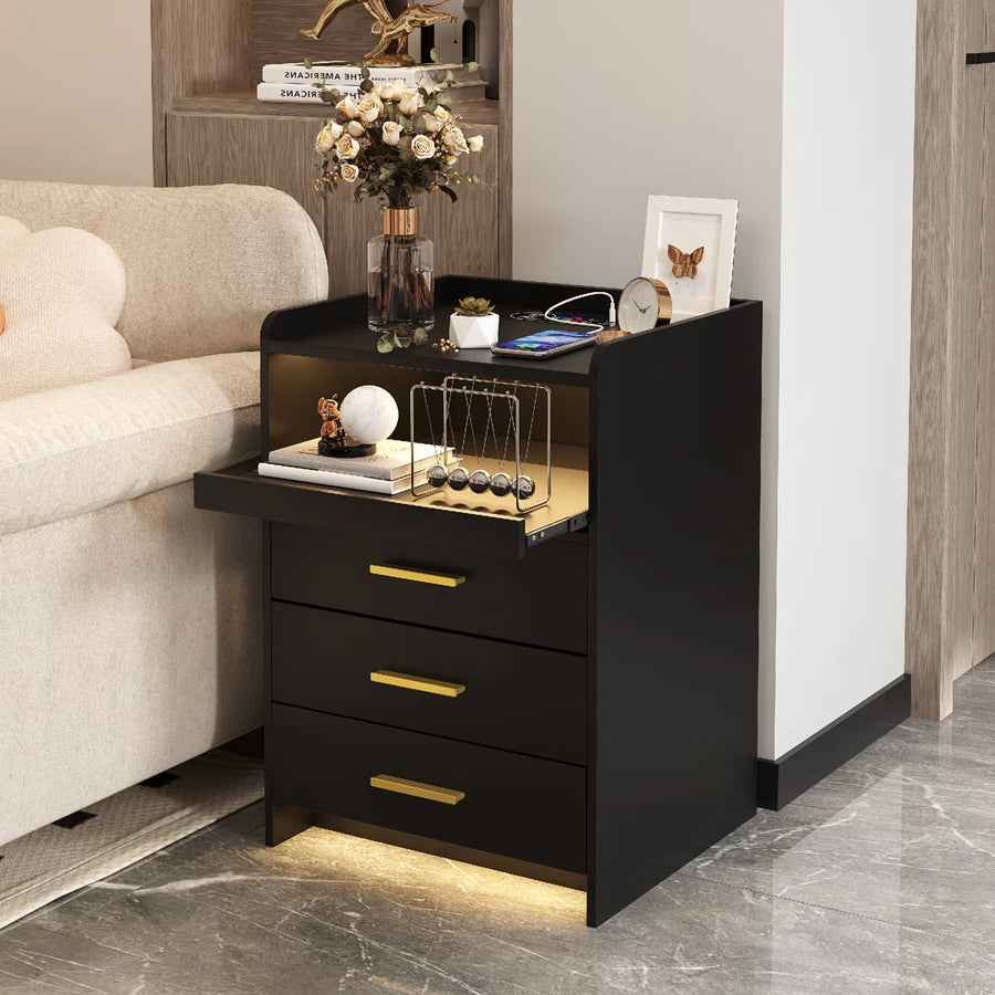 Eaden 3 Drawer Nightstand With Light, image 17