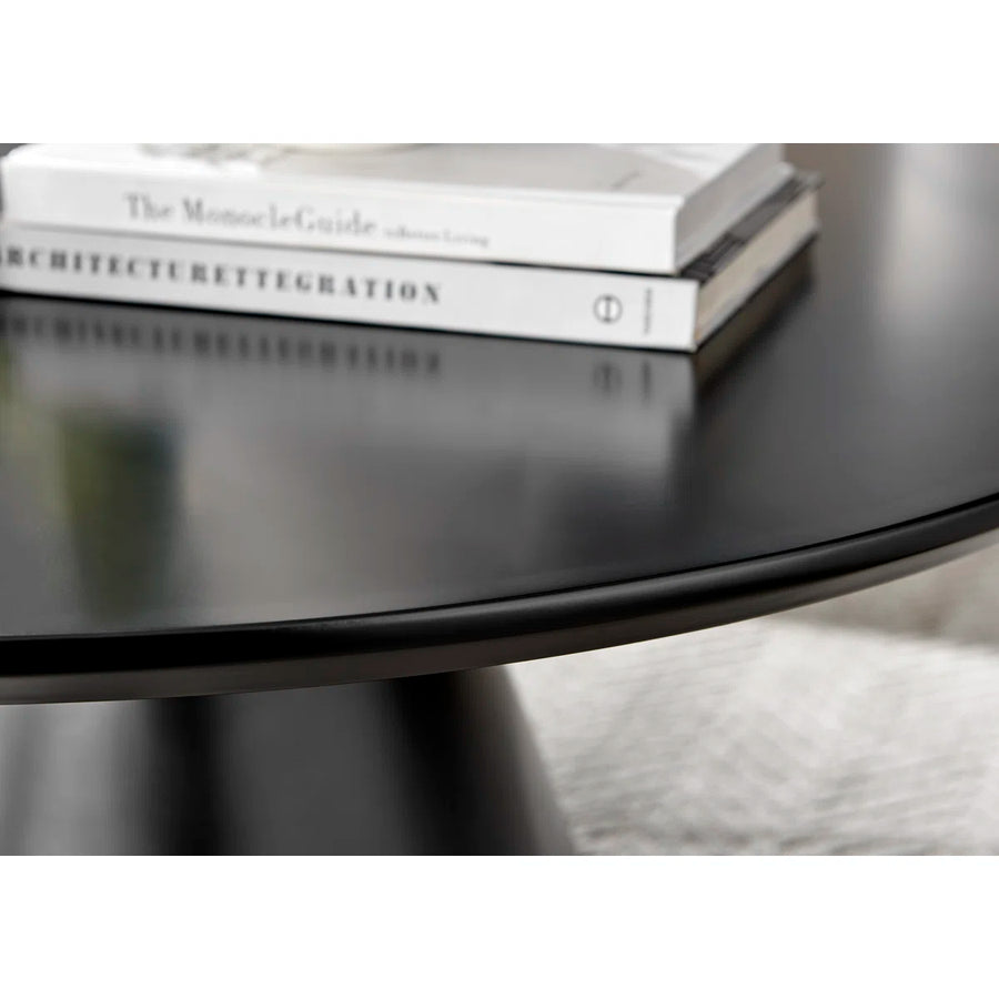 Nivara Modern Round Pedestal Coffee Table – Matte Black, image 4