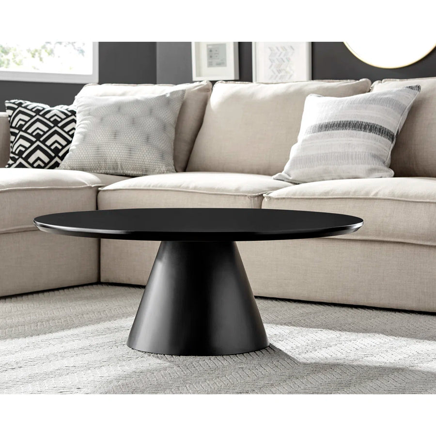 Nivara Modern Round Pedestal Coffee Table – Matte Black, image 7