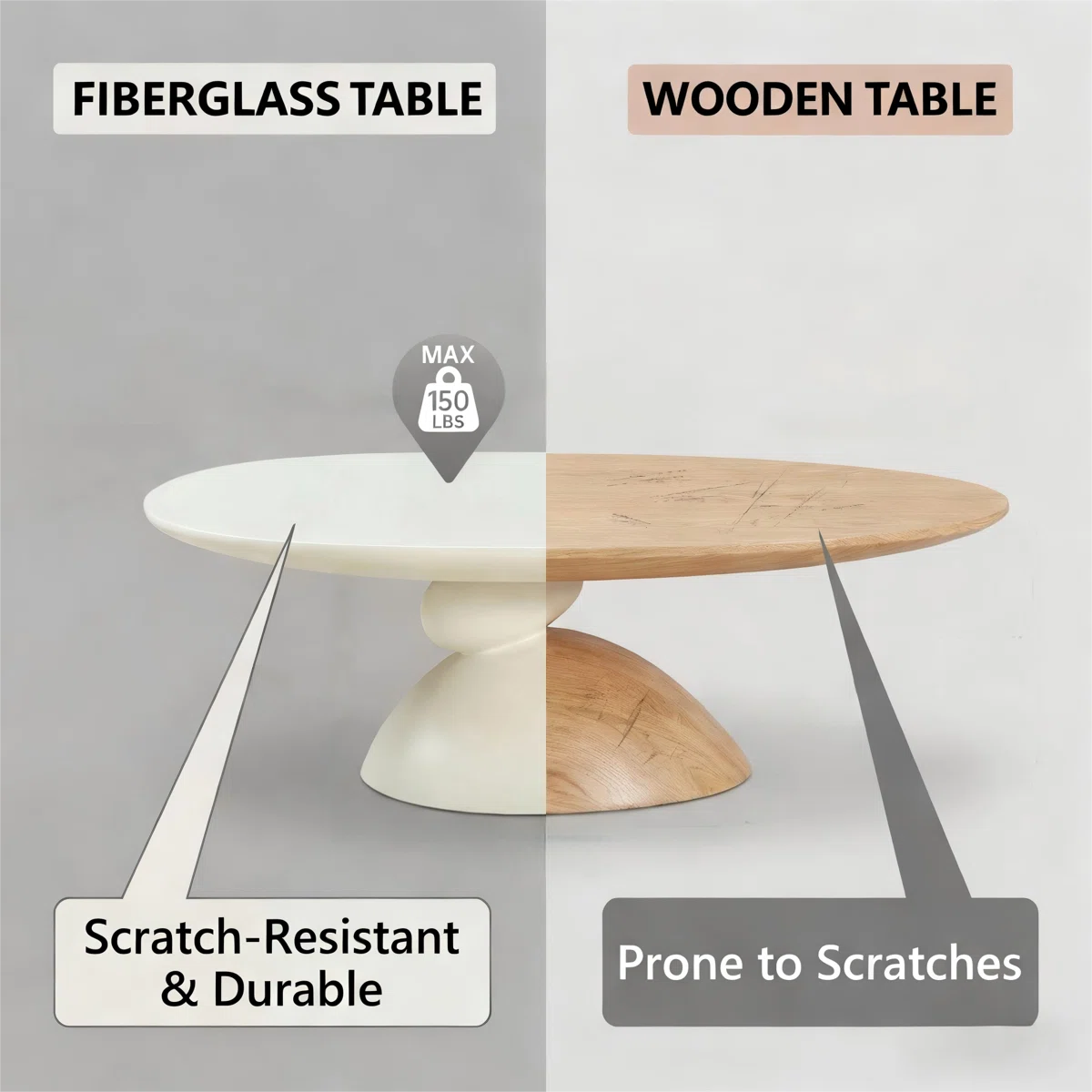 Veyra Modern Stone-Inspired Oval Coffee Table, image 4