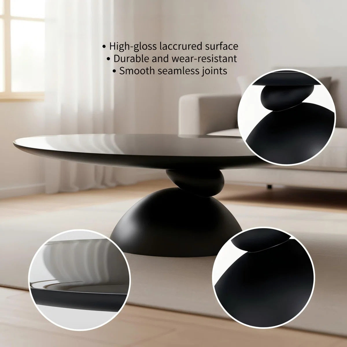 Veyra Modern Stone-Inspired Oval Coffee Table, image 5