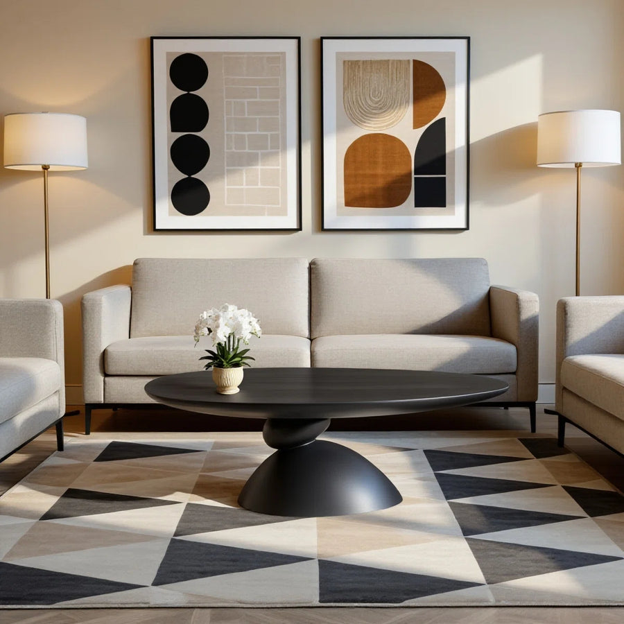 Veyra Modern Stone-Inspired Oval Coffee Table, image 2