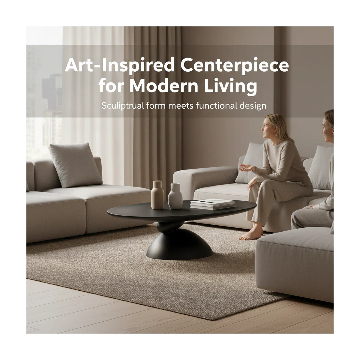 Veyra Modern Stone-Inspired Oval Coffee Table, image 9