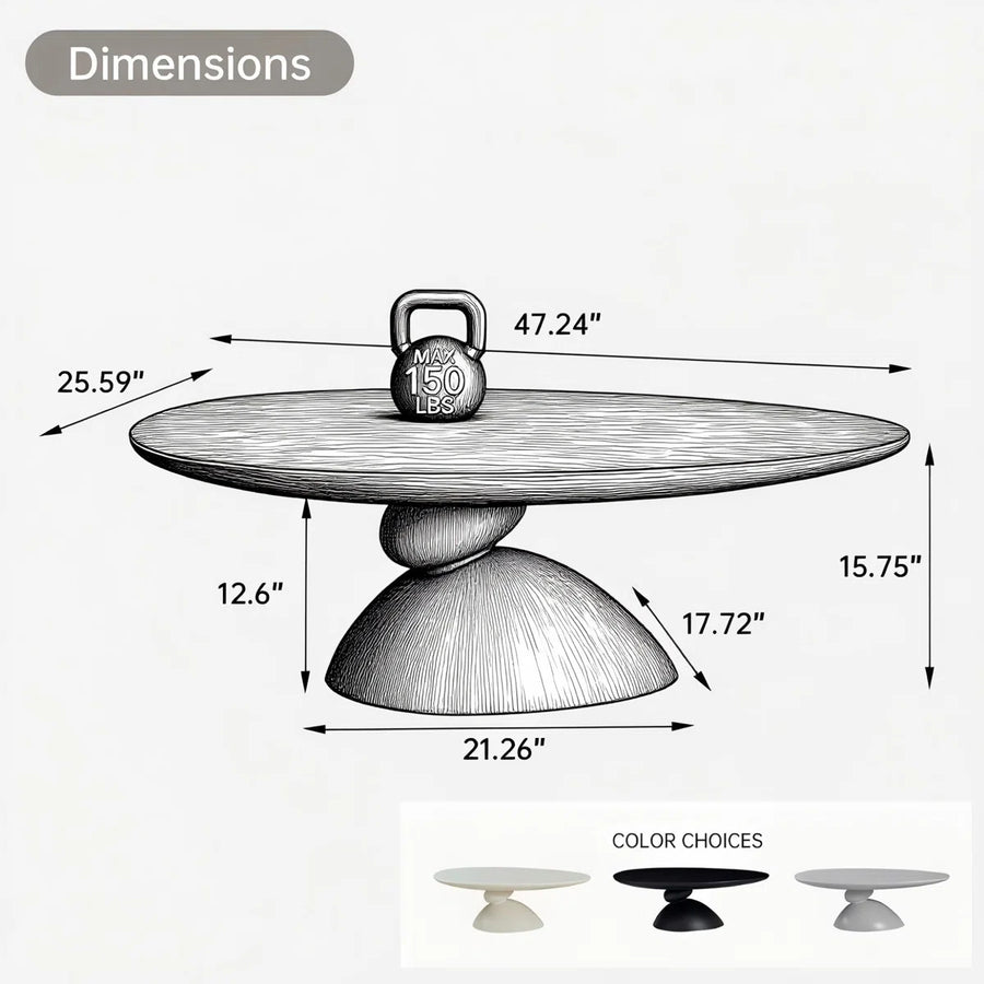 Veyra Modern Stone-Inspired Oval Coffee Table, image 10