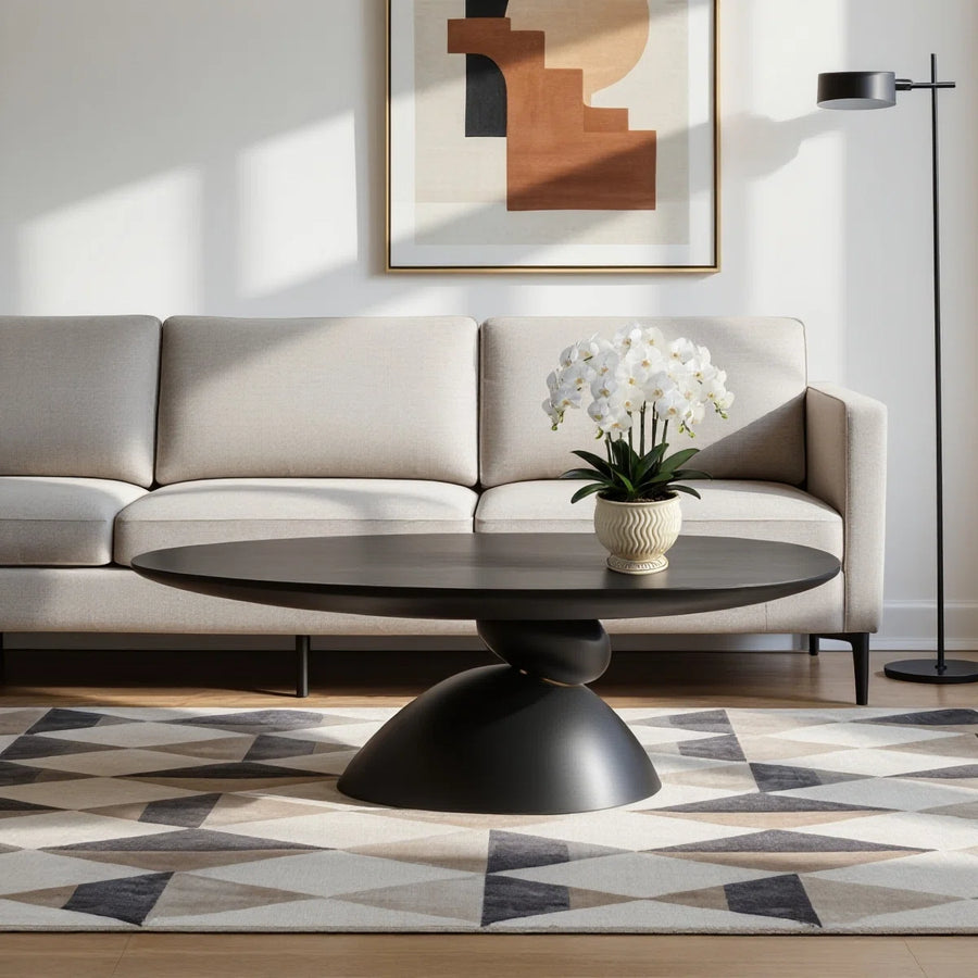 Veyra Modern Stone-Inspired Oval Coffee Table, image 11