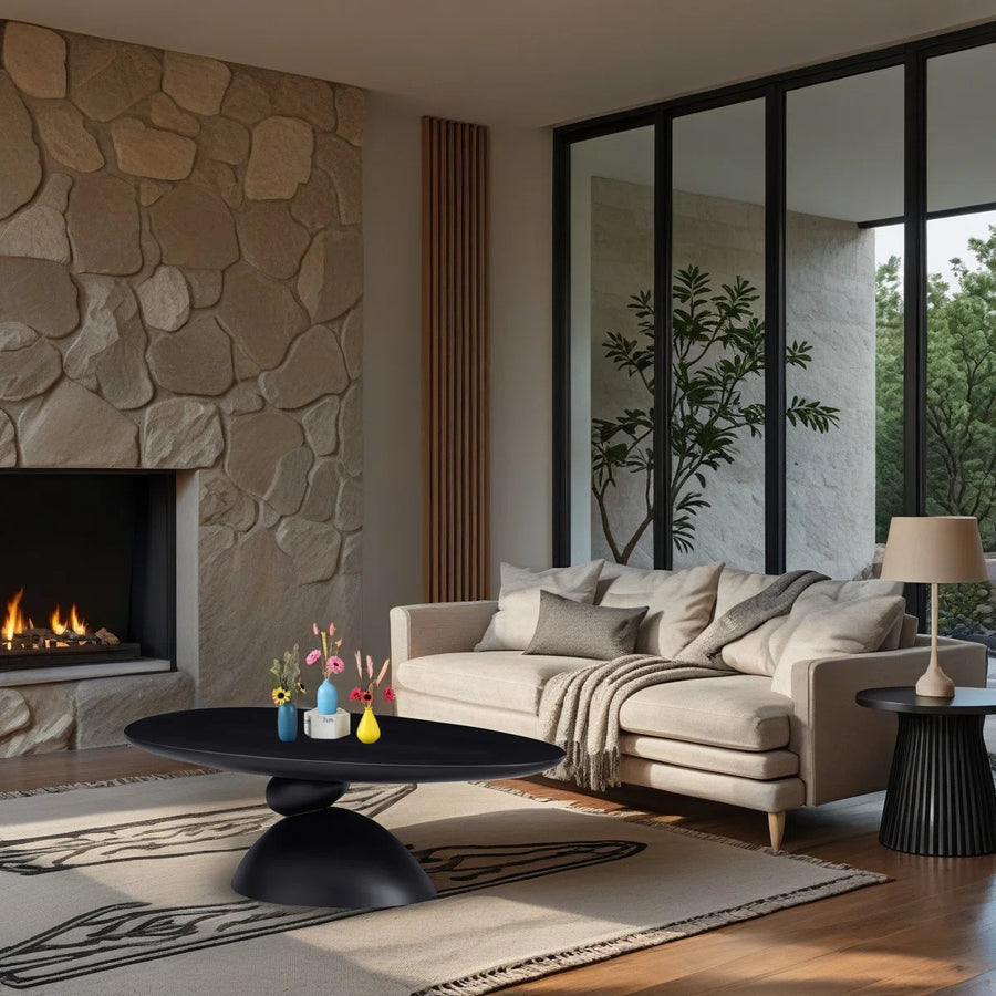 Veyra Modern Stone-Inspired Oval Coffee Table, image 15