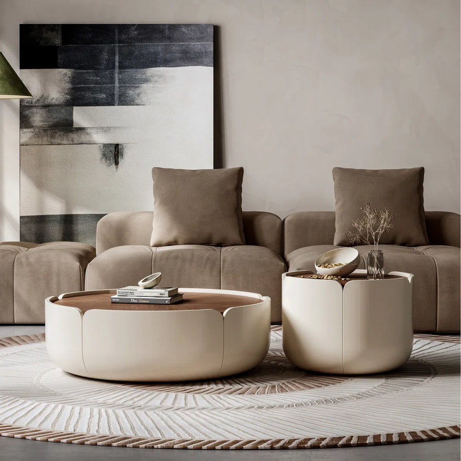 Sorella Modern Petal Coffee Table Set of 2 with Storage