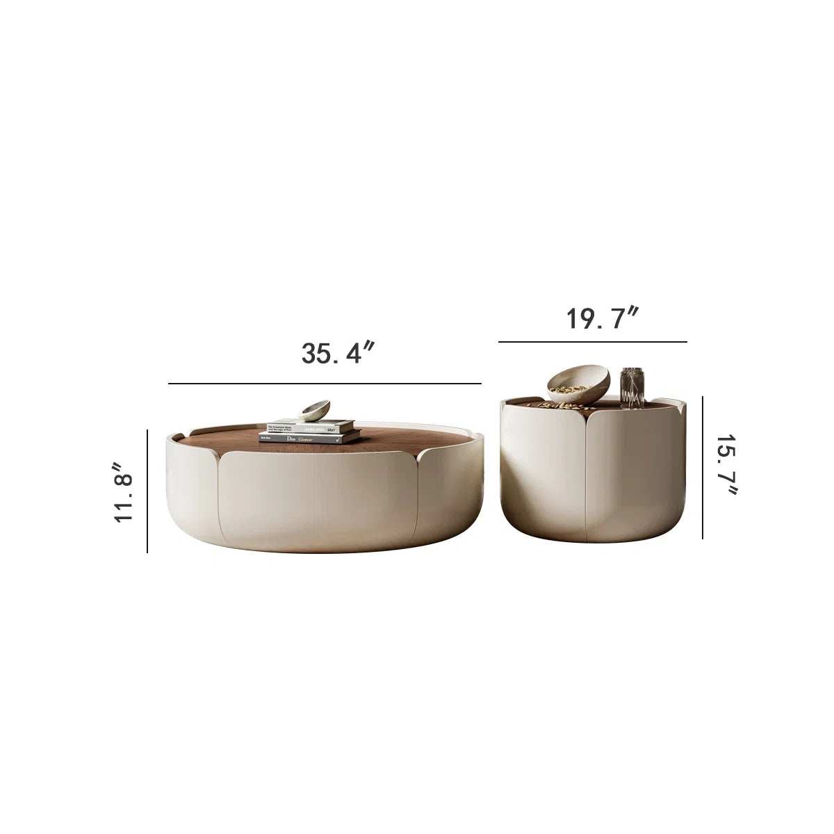 Sorella Modern Petal Coffee Table Set of 2 with Storage, image 4