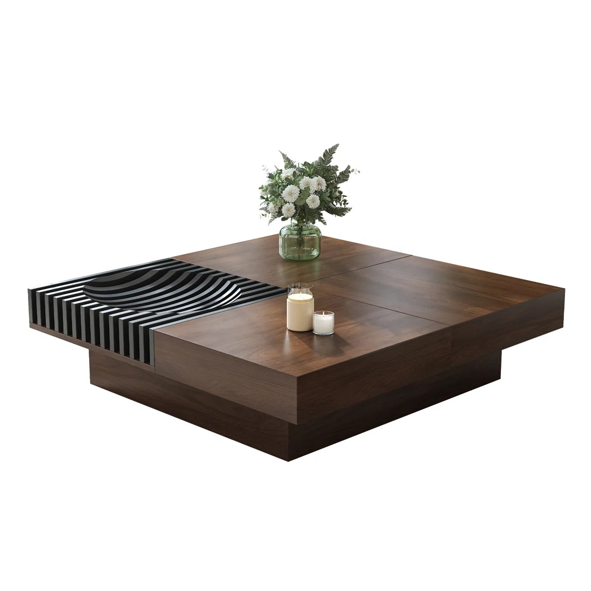 Viresta Modern Square Coffee Table with 3 Drawers, image 4