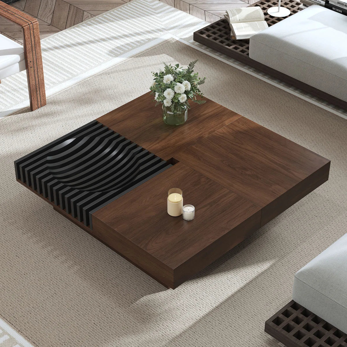 Viresta Modern Square Coffee Table with 3 Drawers, image 5