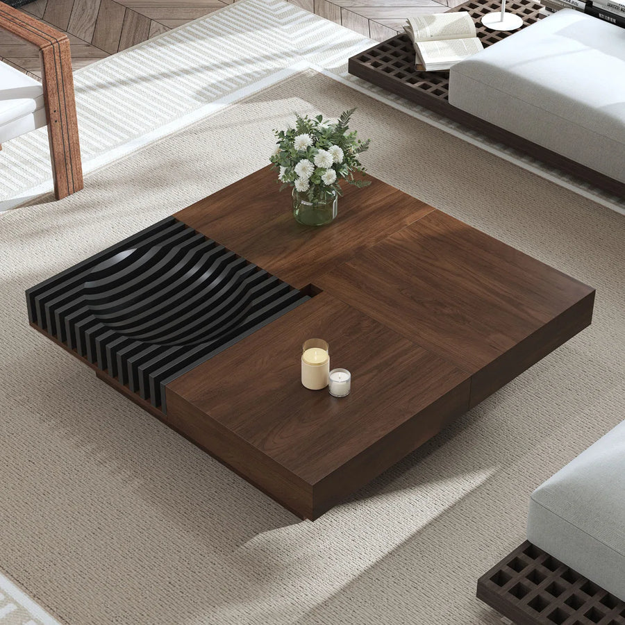 Viresta Modern Square Coffee Table with 3 Drawers, image 5