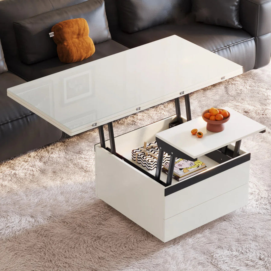 Calviro Modern Lift-Top Coffee Table with 4 Stools, image 8