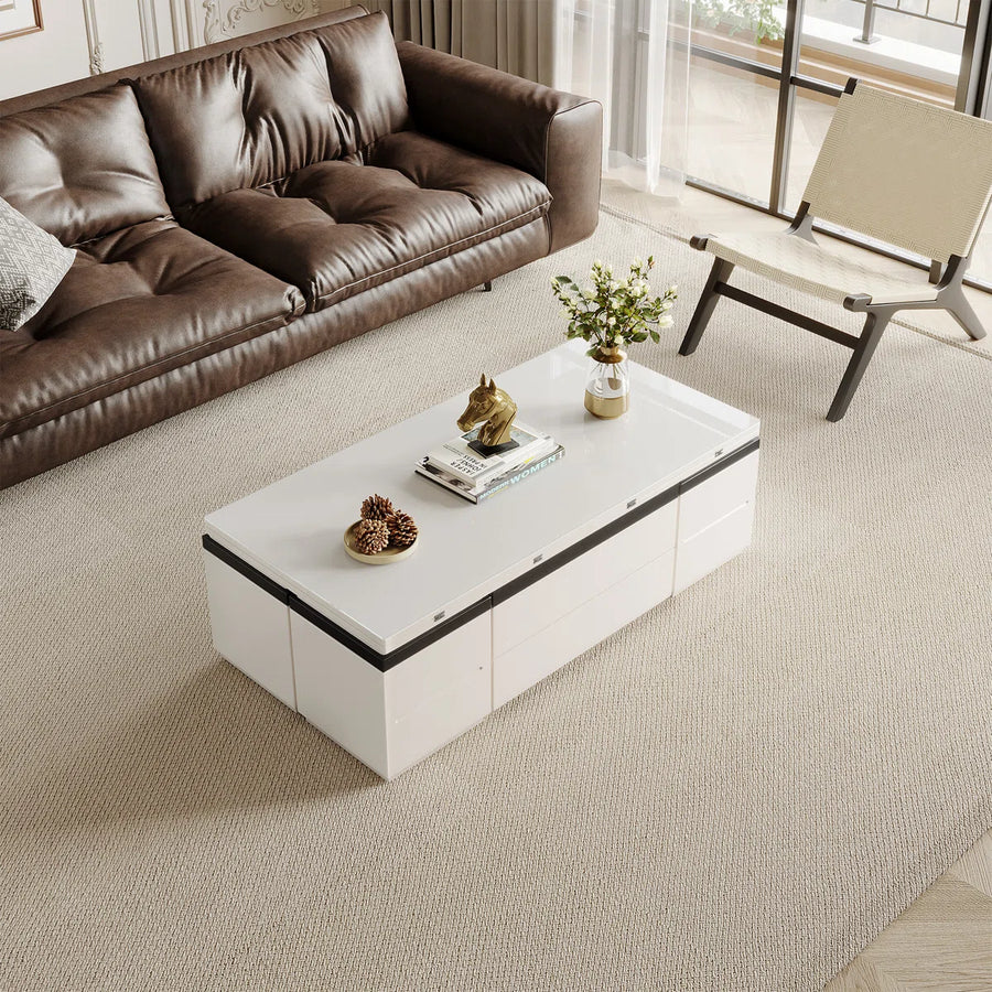 Calviro Modern Lift-Top Coffee Table with 4 Stools, image 21