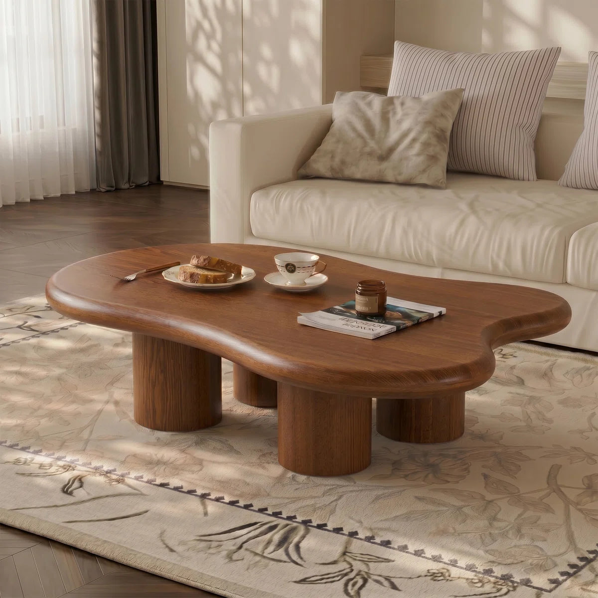 Elora Modern Cloud Coffee Table | Free-Form Wooden Coffee Table