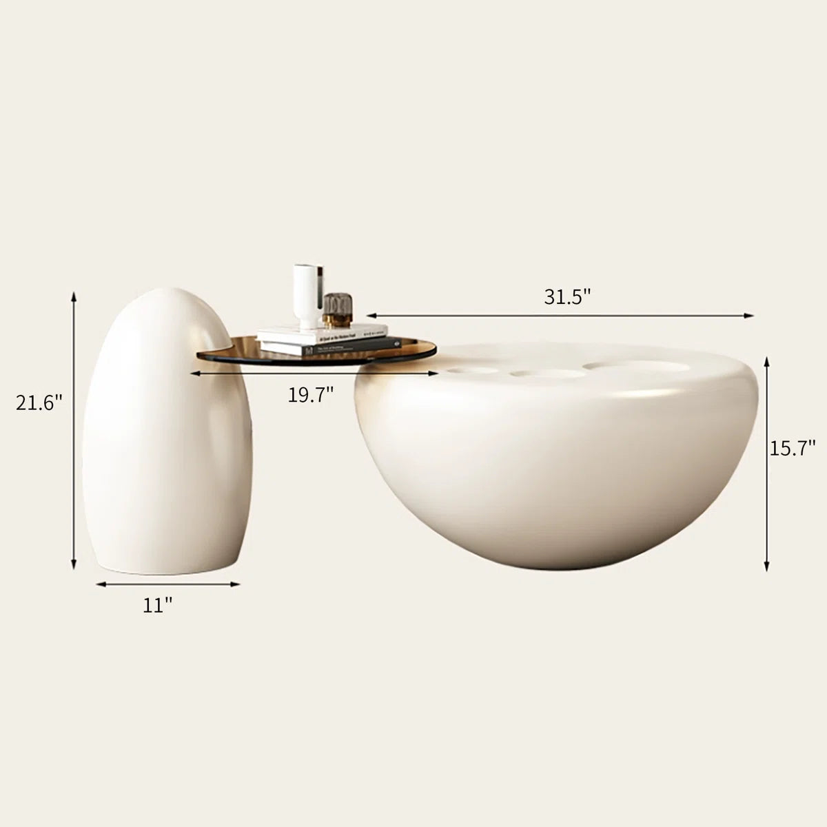 Solvane Modern Nesting Coffee Table Set of 2, image 2