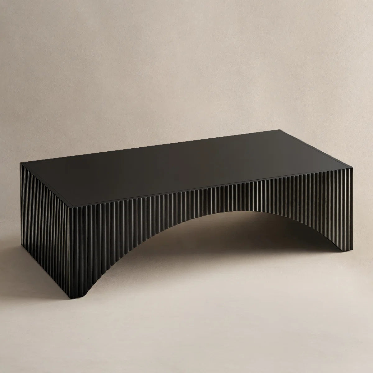Zoya 36" Modern Ribbed Curved Base Coffee Table, image 7