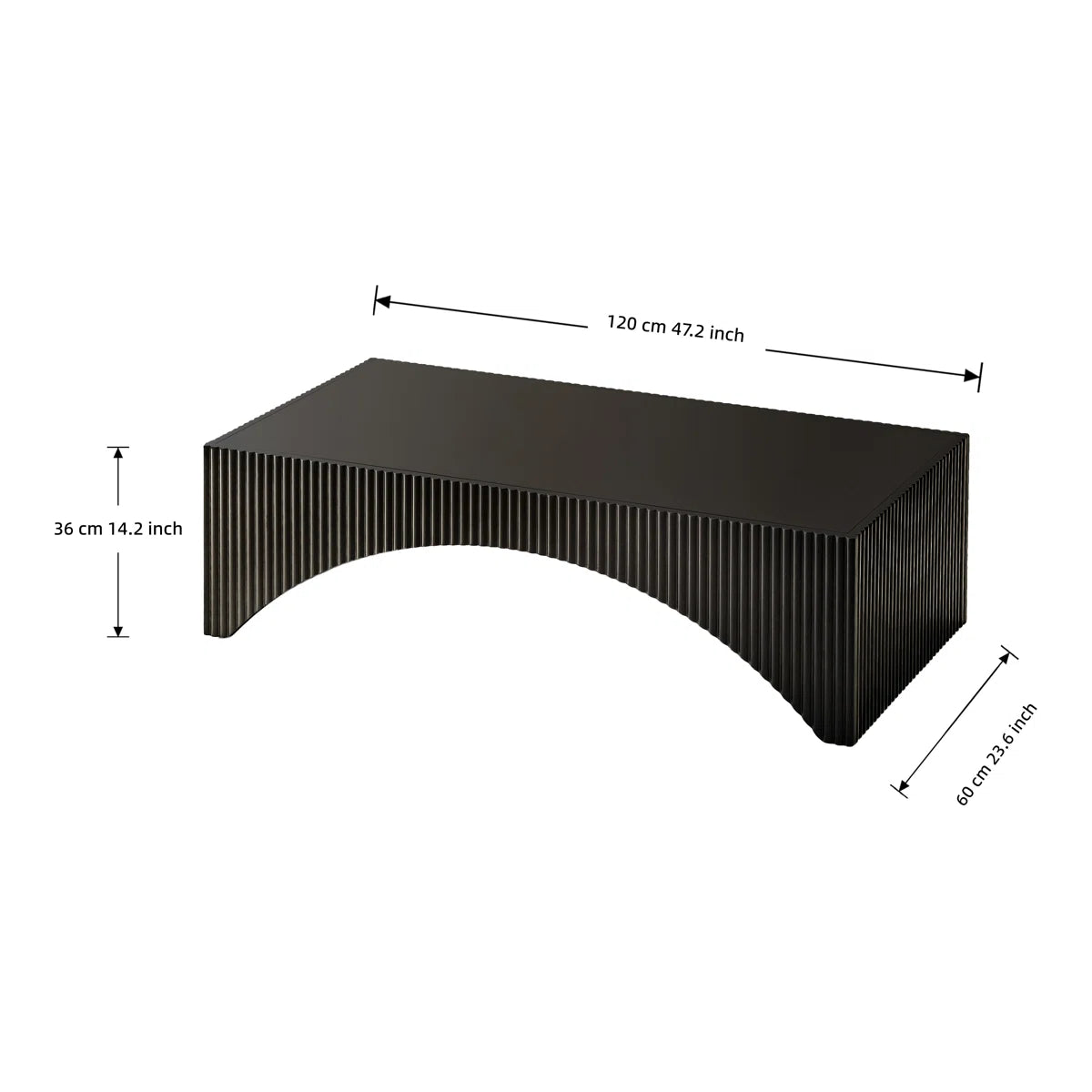 Zoya 36" Modern Ribbed Curved Base Coffee Table, image 8
