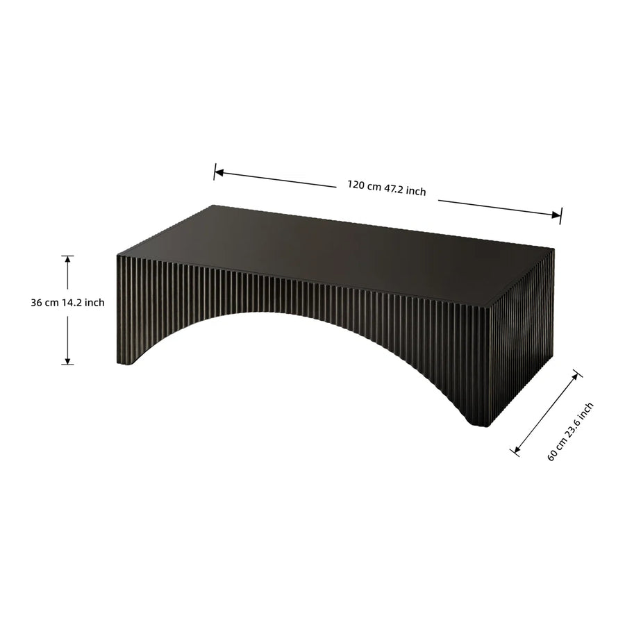 Zoya 36" Modern Ribbed Curved Base Coffee Table, image 8