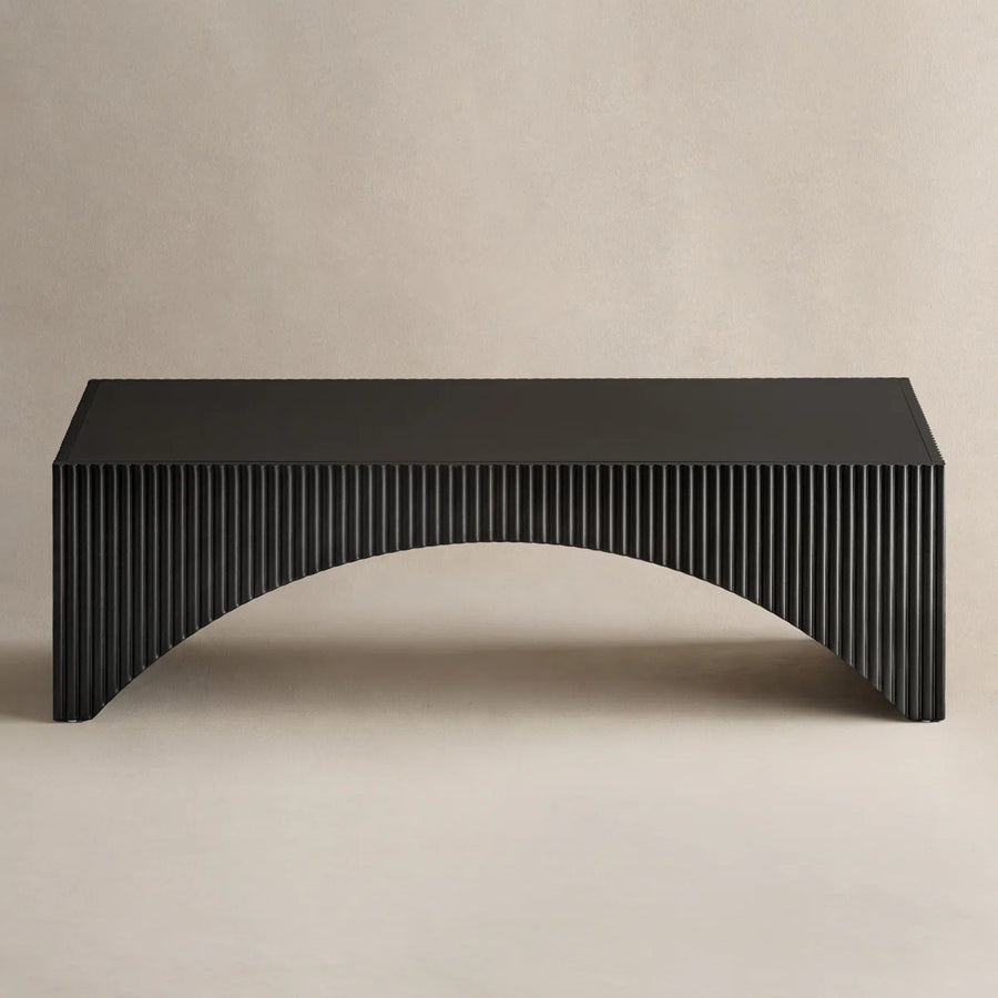 Zoya 36" Modern Ribbed Curved Base Coffee Table, image 9