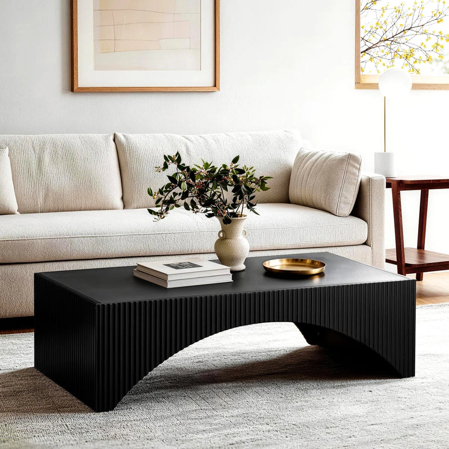 Zoya 36" Modern Ribbed Curved Base Coffee Table, image 10
