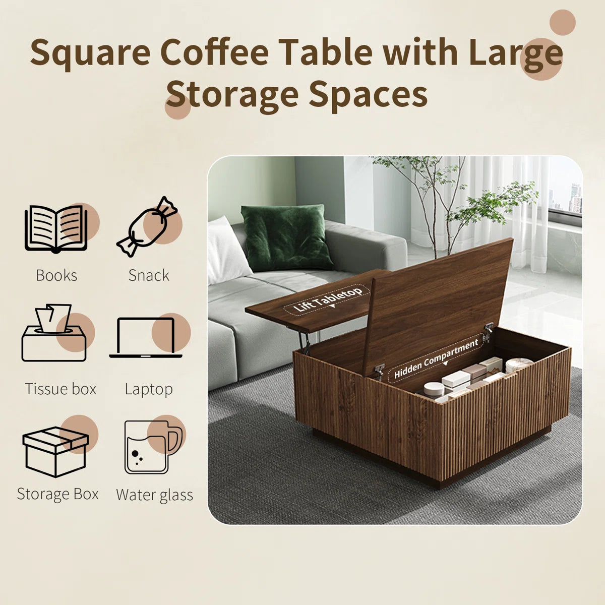 Aria 31.5" Farmhouse Lift-Top Coffee Table with Storage, image 3
